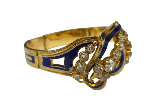 Bracelet Bracelet articulé en or jaune 18K, émail et diamants, fin XIXe siècle 58 Facettes