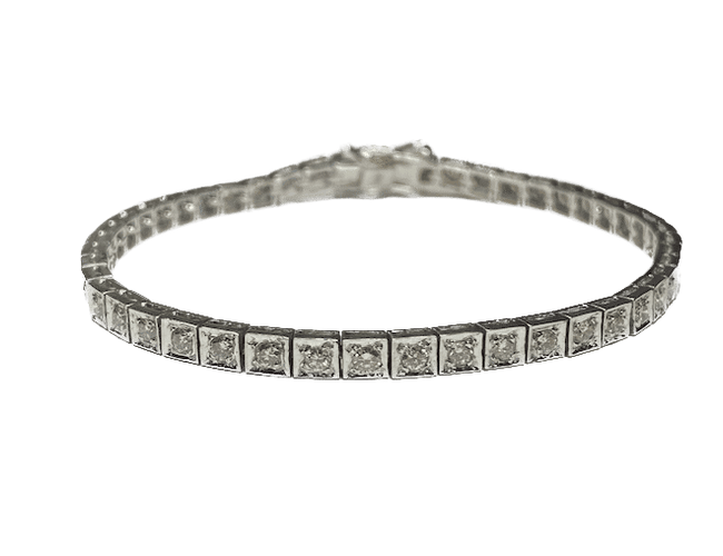 Bracelet Bracelet rivière en or blanc 18K et diamants 1,20 ct 58 Facettes