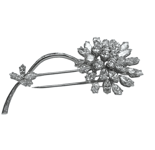 Broche Broche motif floral en platine et diamants 58 Facettes 250194