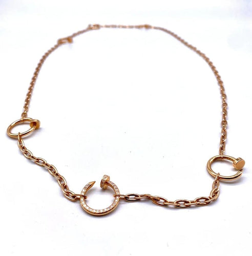 Collier Cartier Juste Un Clou - Collier sautoir pavé en or rose 18k et diamants 58 Facettes