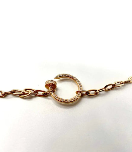 Collier Cartier Juste Un Clou - Collier sautoir pavé en or rose 18k et diamants 58 Facettes