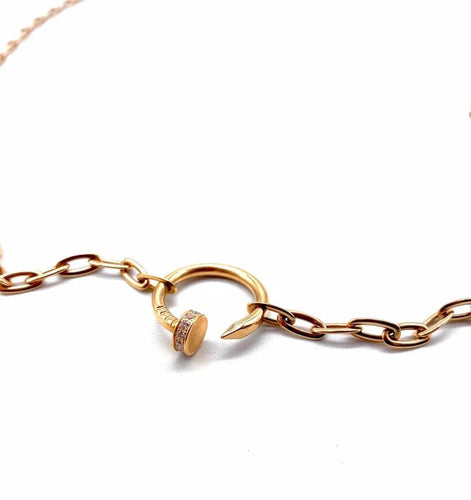 Collier Cartier Juste Un Clou - Collier sautoir pavé en or rose 18k et diamants 58 Facettes