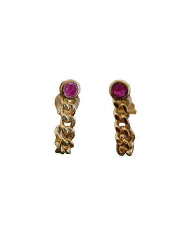 Boucles d'oreilles Boucles d'oreilles rubis en or jaune 18 carats 58 Facettes 848925