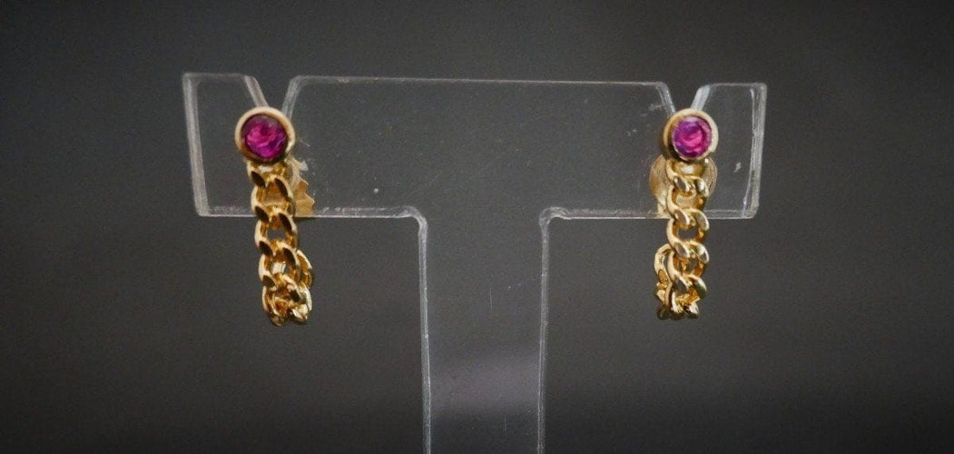 Boucles d'oreilles Boucles d'oreilles rubis en or jaune 18 carats 58 Facettes 848925