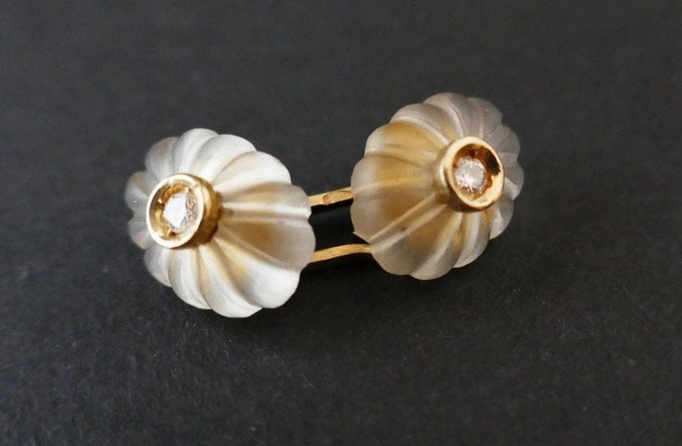 Boutons de manchette Boutons de manchette en or 18 carats, cristal de roche et diamants 58 Facettes 786702