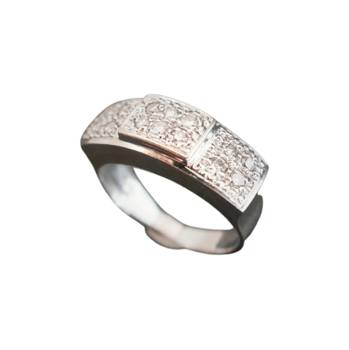 Bague 52 Bague pavée de 14 diamants en or blanc 18 carats 58 Facettes 844165