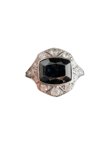 Bague 54.5 Bague Art déco en platine au saphir et diamants 58 Facettes Bague Saphir et