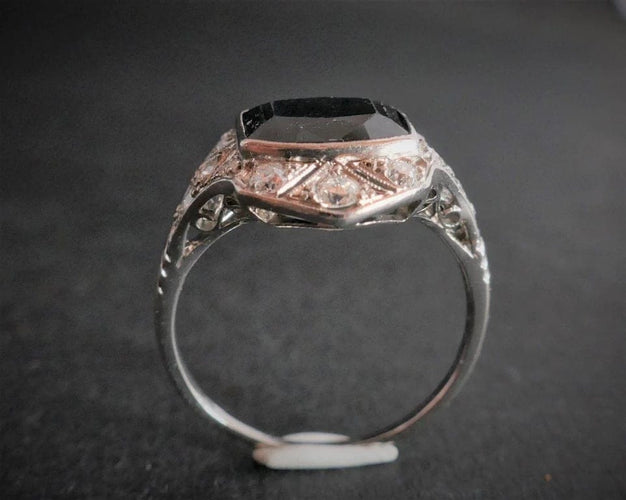 Bague 54.5 Bague Art déco en platine au saphir et diamants 58 Facettes Bague Saphir et