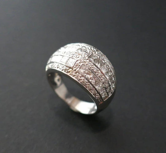 Bague 52 Bague pavée de diamants 1 carat en or blanc 18 carats 58 Facettes 1002269