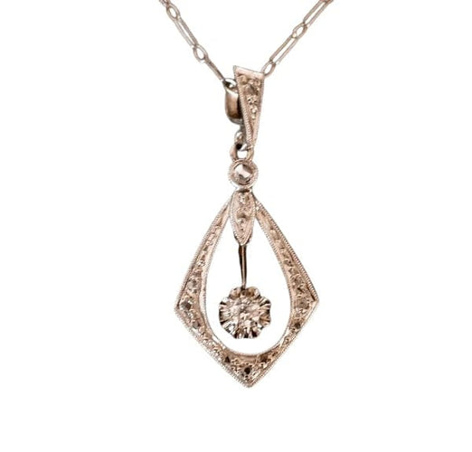 Pendentif Art déco - Pendentif en platine et or blanc 18 carats à diamants 58 Facettes 960722