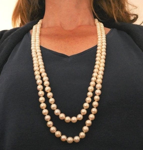 Collier Sautoir - Collier 2 rangs de perles de culture en or blanc 18 ct 58 Facettes 788239