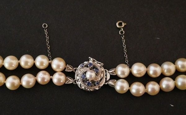 Collier Sautoir - Collier 2 rangs de perles de culture en or blanc 18 ct 58 Facettes 788239