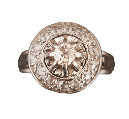 Bague 51 Bague Art déco en platine et or blanc 18 carats, diamants 58 Facettes 881185