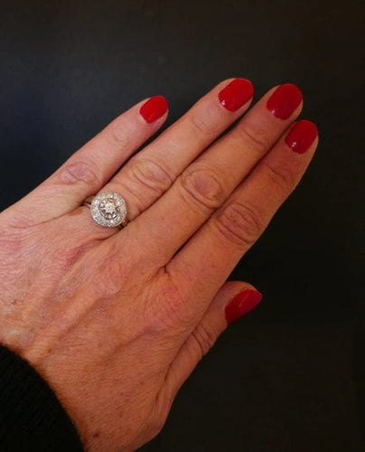 Bague 51 Bague Art déco en platine et or blanc 18 carats, diamants 58 Facettes 881185