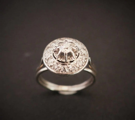 Bague 51 Bague Art déco en platine et or blanc 18 carats, diamants 58 Facettes 881185