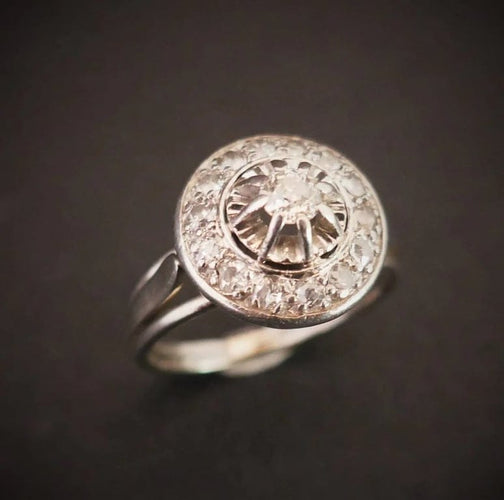 Bague 51 Bague Art déco en platine et or blanc 18 carats, diamants 58 Facettes 881185