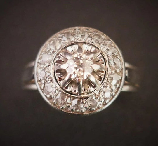 Bague 51 Bague Art déco en platine et or blanc 18 carats, diamants 58 Facettes 881185