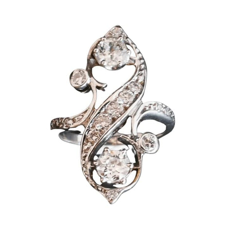 Bague 47 Bague Toi et Moi en or blanc 18 carats et diamants 58 Facettes