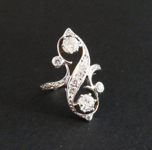 Bague 47 Bague Toi et Moi en or blanc 18 carats et diamants 58 Facettes