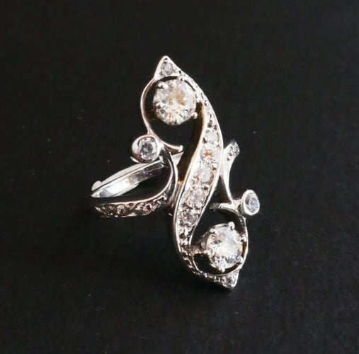 Bague 47 Bague Toi et Moi en or blanc 18 carats et diamants 58 Facettes