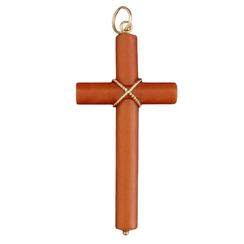 Pendentif Pendentif croix en corail avec bélière en or 58 Facettes 1084375
