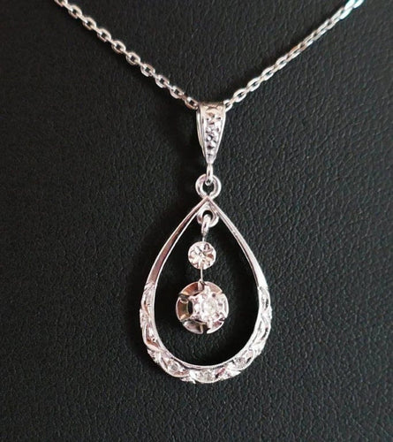 Pendentif Pendentif Art déco en or blanc 18 carats avec diamants 58 Facettes