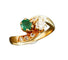 Bague 53.5 Bague Toi et Moi en or jaune 18 carats émeraude et diamants 58 Facettes