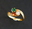 Bague 53.5 Bague Toi et Moi en or jaune 18 carats émeraude et diamants 58 Facettes