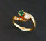 Bague 53.5 Bague Toi et Moi en or jaune 18 carats émeraude et diamants 58 Facettes