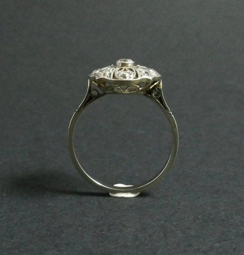 Bague 54 Bague fleur Art déco en or blanc 18 carats et platine, diamants 58 Facettes 1084362