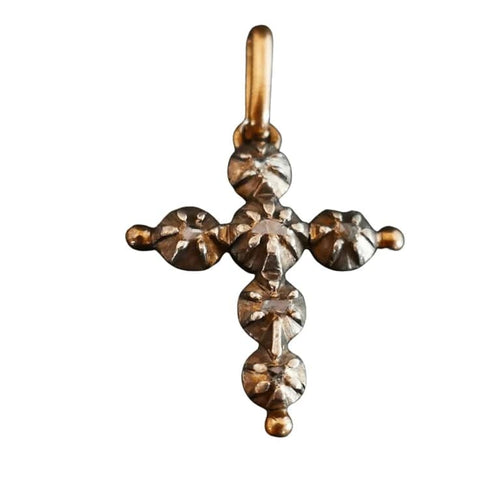 Pendentif Croix arlésienne - Pendentif en or et argent serti de diamants 58 Facettes