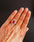 Bague 53.5 Bague chevalière Tank en or avec diamants et pierre rouge 58 Facettes
