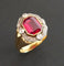 Bague 53.5 Bague chevalière Tank en or avec diamants et pierre rouge 58 Facettes