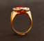 Bague 53.5 Bague chevalière Tank en or avec diamants et pierre rouge 58 Facettes