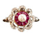 Bague 52.5 Bague Art déco en or 18 carats avec diamant et rubis calibrés 58 Facettes
