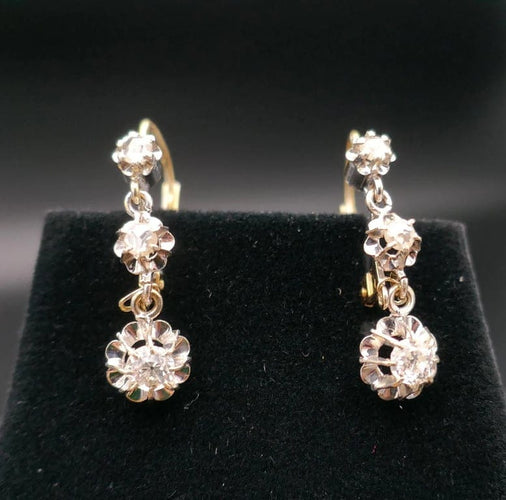 Boucles d'oreilles Boucles d’oreilles dormeuses en or et diamants vers 1920 58 Facettes