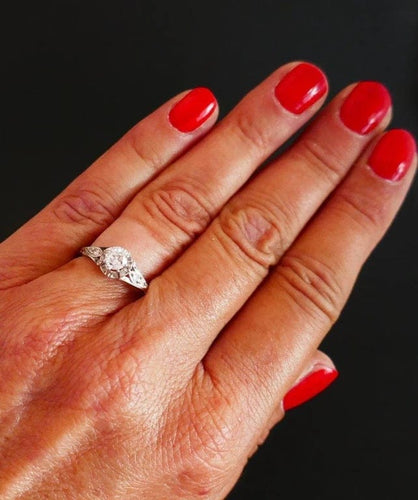 Bague 58 Solitaire - Bague diamant en or blanc et platine 58 Facettes