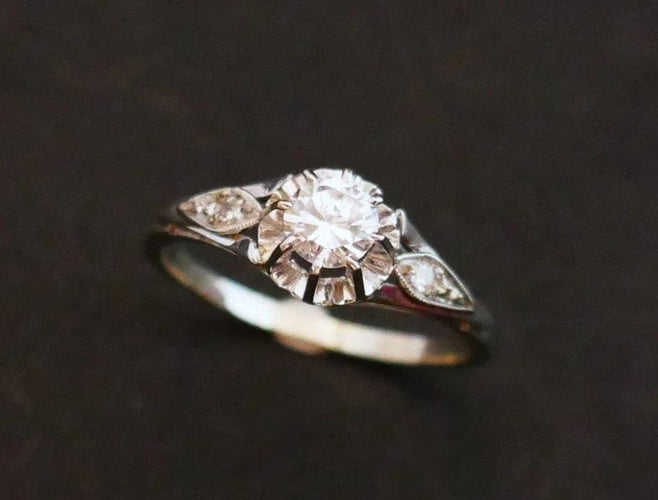 Bague 58 Solitaire - Bague diamant en or blanc et platine 58 Facettes