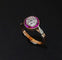 Bague 56 Bague Art déco en or 18 carats avec diamants et rubis calibrés 58 Facettes