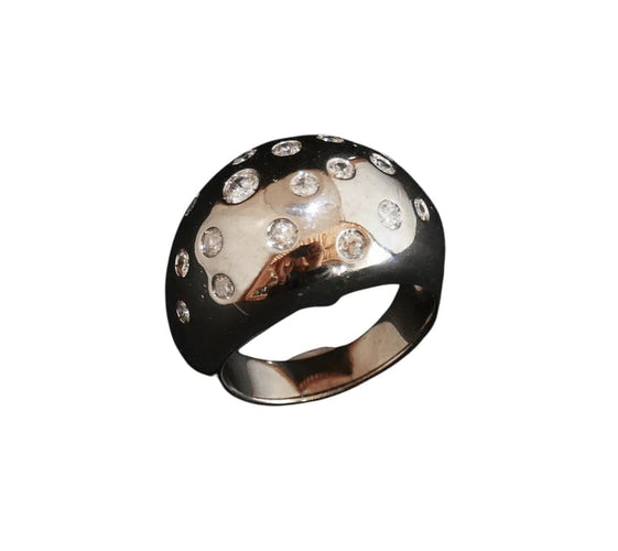 Bague 57.5 Bague boule en or blanc 18 carats et diamants 58 Facettes