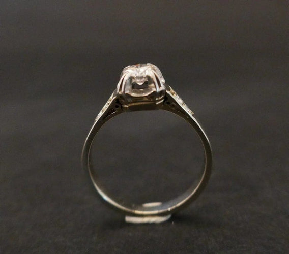 Bague 50 Art Déco - Bague solitaire en or blanc 18 carats et diamants 58 Facettes