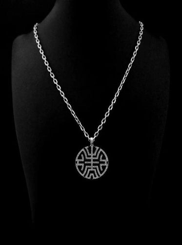 Pendentif Pendentif circulaire - Onyx et diamants en or blanc 18 carats 58 Facettes