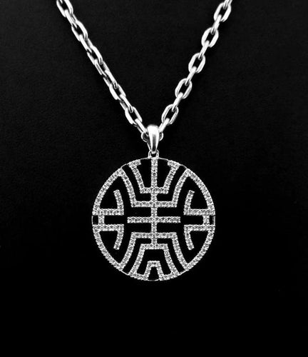 Pendentif Pendentif circulaire - Onyx et diamants en or blanc 18 carats 58 Facettes