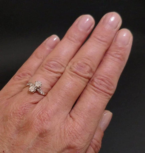 Bague 55.5 Bague Toi et Moi - Diamants en or jaune 18 carats et platine 58 Facettes