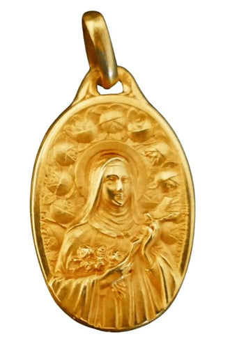 Pendentif Augis & Mazzoni - Médaille Art déco ovale en or jaune 18 carats 58 Facettes
