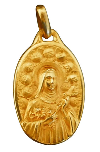 Pendentif Augis & Mazzoni - Médaille Art déco ovale en or jaune 18 carats 58 Facettes