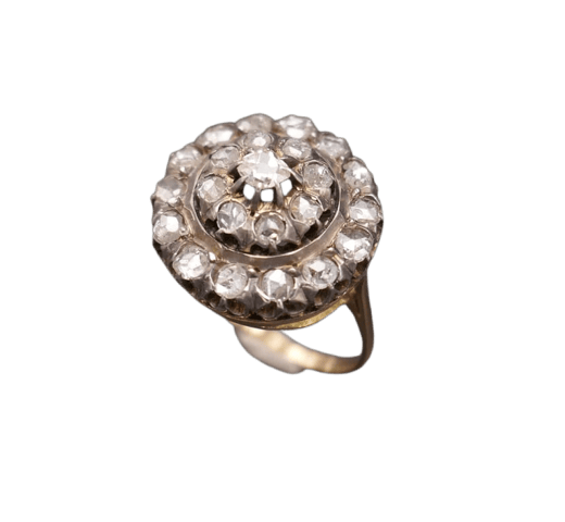 Bague 55 Bague ancienne en or jaune 18 carats et diamants 58 Facettes B80-01