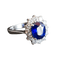 Bague 49.5 Bague marguerite saphir naturel et diamants en or blanc 18 carats 58 Facettes C22-02