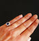 Bague 49.5 Bague marguerite saphir naturel et diamants en or blanc 18 carats 58 Facettes C22-02