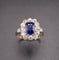 Bague 53 Bague ancienne saphir coussin et diamants en or jaune 18 carats et platine 58 Facettes C31-07